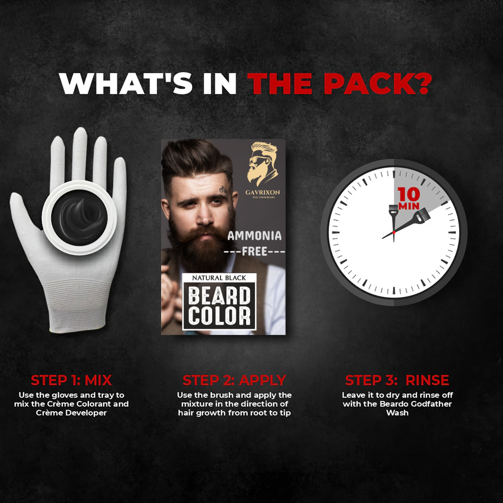 Gavrixon Beard Color for Men - Natural Black - Image 3